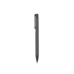 Recycled aluminium ballpoint pen with rubber finish, blue ink grey colour