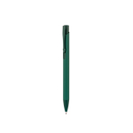 Recycled aluminium ballpoint pen with rubber finish, blue ink dark green colour first view
