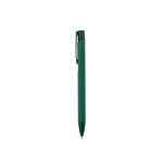 Recycled aluminium ballpoint pen with rubber finish, blue ink dark green colour