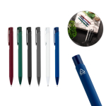 Recycled aluminium ballpoint pen with rubber finish, blue ink various colours