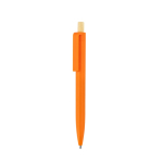 Recycled plastic ballpoint pen with bamboo push button, blue ink orange colour first view