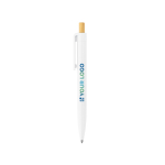 Recycled plastic ballpoint pen with bamboo push button, blue ink main view