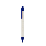 Recycled aluminium ballpoint pen made from milk cartons, blue ink blue colour first view