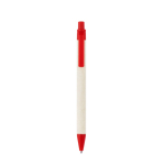 Recycled aluminium ballpoint pen made from milk cartons, blue ink red colour second view