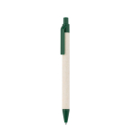 Recycled aluminium ballpoint pen made from milk cartons, blue ink dark green colour first view