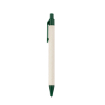 Recycled aluminium ballpoint pen made from milk cartons, blue ink dark green colour