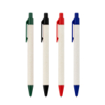 Recycled aluminium ballpoint pen made from milk cartons, blue ink various colours