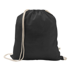 Drawstring backpack in recycled cotton and polyester, 150 g/m2 black colour