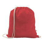 Drawstring backpack in recycled cotton and polyester, 150 g/m2 red colour