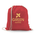 Drawstring backpack in recycled cotton and polyester, 150 g/m2 red colour image with logo