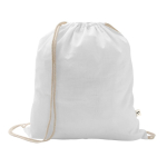 Drawstring backpack in recycled cotton and polyester, 150 g/m2 white colour