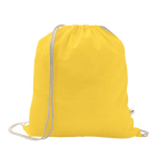 Drawstring backpack in recycled cotton and polyester, 150 g/m2 yellow colour