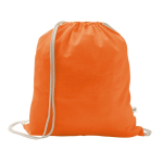 Drawstring backpack in recycled cotton and polyester, 150 g/m2 orange colour