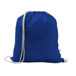 Drawstring backpack in recycled cotton and polyester, 150 g/m2 royal blue colour