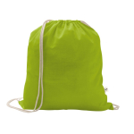 Drawstring backpack in recycled cotton and polyester, 150 g/m2 light-green colour