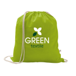 Drawstring backpack in recycled cotton and polyester, 150 g/m2 light-green colour image with logo