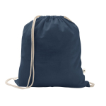 Drawstring backpack in recycled cotton and polyester, 150 g/m2 navy-blue colour