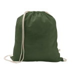 Drawstring backpack in recycled cotton and polyester, 150 g/m2 military green colour