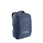 Padded recycled polyester backpack for 15.6” laptop navy-blue colour image with logo