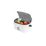 Recycled polyester thermal bag with adjustable strap, 7L white colour image with logo 5