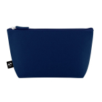 Spacious recycled felt toiletry bag with zip closure blue colour first view