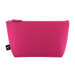 Spacious recycled felt toiletry bag with zip closure pink colour first view