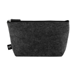 Spacious recycled felt toiletry bag with zip closure dark grey colour first view