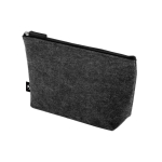 Spacious recycled felt toiletry bag with zip closure dark grey colour