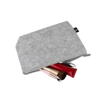 Spacious recycled felt toiletry bag with zip closure light grey colour second view