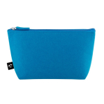 Spacious recycled felt toiletry bag with zip closure light blue colour first view