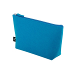 Spacious recycled felt toiletry bag with zip closure light blue colour
