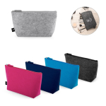 Spacious recycled felt toiletry bag with zip closure various colours