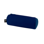 Cylindrical recycled felt pencil case with zip closure blue colour
