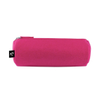 Cylindrical recycled felt pencil case with zip closure pink colour first view