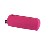 Cylindrical recycled felt pencil case with zip closure pink colour