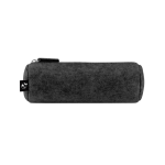 Cylindrical recycled felt pencil case with zip closure dark grey colour first view