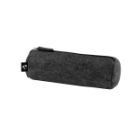 Cylindrical recycled felt pencil case with zip closure dark grey colour