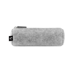 Cylindrical recycled felt pencil case with zip closure light grey colour first view