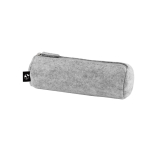 Cylindrical recycled felt pencil case with zip closure light grey colour