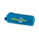 Cylindrical recycled felt pencil case with zip closure light blue colour image with logo