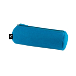 Cylindrical recycled felt pencil case with zip closure light blue colour