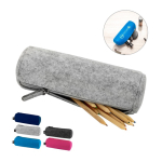 Cylindrical recycled felt pencil case with zip closure various colours