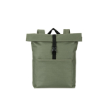 Multi-purpose roll-top backpack for 17.3” laptop dark green colour first view