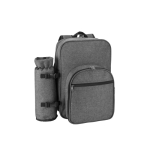 Recycled polyester picnic cooler backpack with utensils dark grey colour