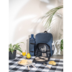 Recycled polyester picnic cooler backpack with utensils still life view