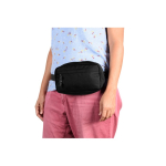 Recycled polyester bum bag with lining and two compartments black colour third view