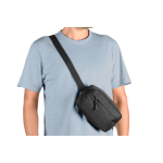 Recycled polyester bum bag with lining and two compartments black colour fourth view
