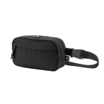 Recycled polyester bum bag with lining and two compartments black colour