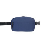 Recycled polyester bum bag with lining and two compartments blue colour first view