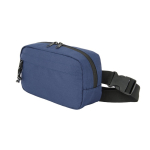 Recycled polyester bum bag with lining and two compartments blue colour third view